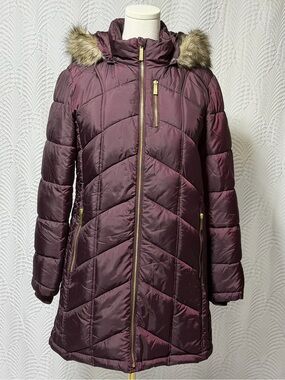 Liz Claiborne Women's Quilted Puffer Coat with Faux Fur Trim (Size PXL)